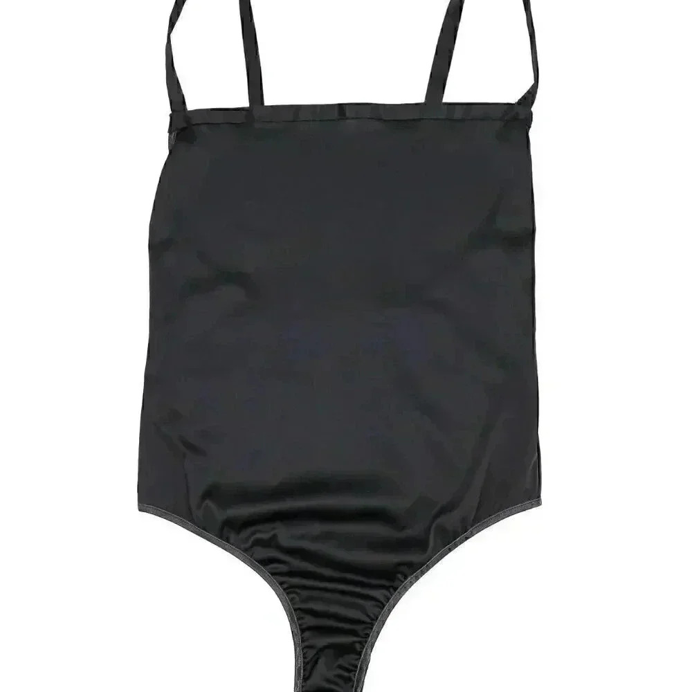 Vintage Victoria's Secret Gold Label‎ Black Straight Neckline Bodysuit Medium